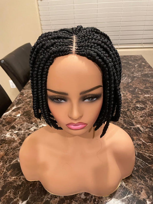 Short Bob braided wigs - black