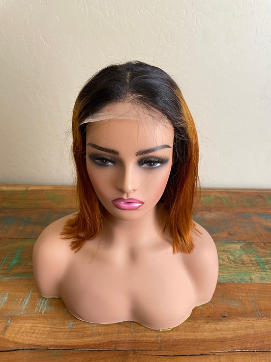 Short Bob human hair - black brown