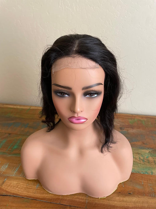 human hair  body wave 16  inches long.  4 x 4 frontal lace.